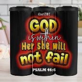 God in haar: zij overwint thermosbeker