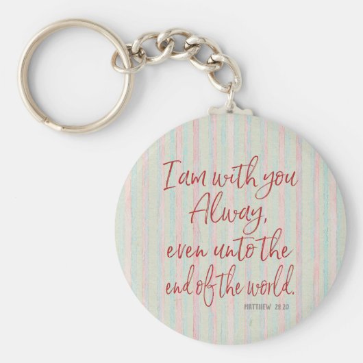 God is altijd bij u: Rode Letter KJV-scripts Sleutelhanger (Voorkant)