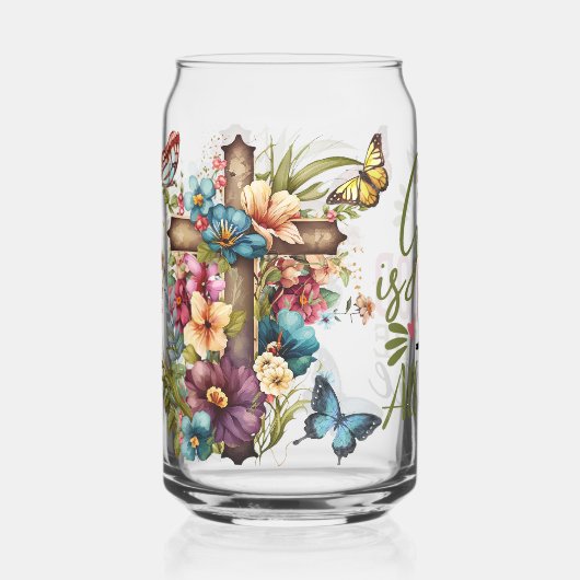 God is altijd goed blikvorm glas (Voorkant)