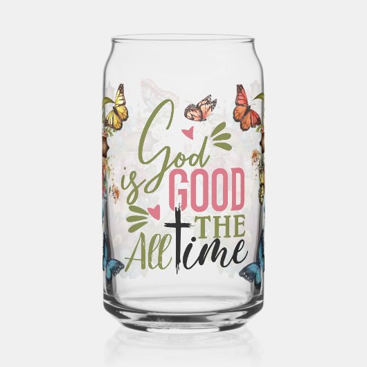 God is altijd goed blikvorm glas (Links)