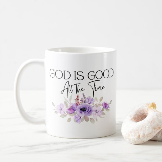 God is altijd goed Christelijke citaatbloem Koffiemok (Met donut)