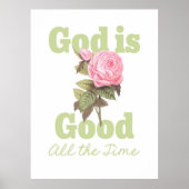 God is altijd goed Roze Roos Christelijk Poster (Voorkant)