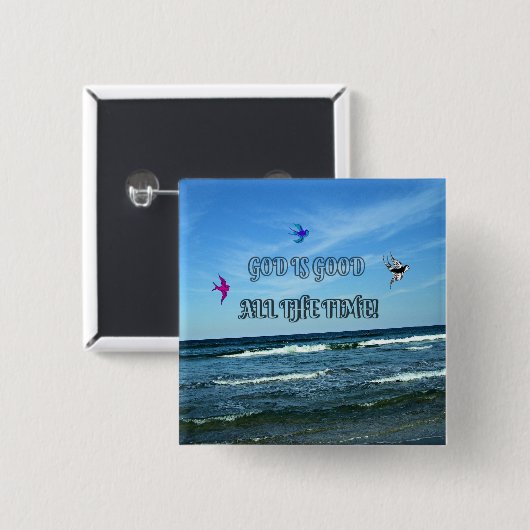God is altijd goed vierkante button 5,1 cm (Voorkant /achterkant)