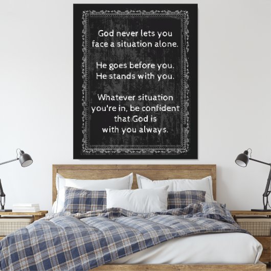 God is altijd met U bent nooit alleen Canvas Afdruk (Insitu (Slaapkamer))