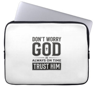 God Is Altijd Op Tijd Christelijk Typografie Ontwe Laptop Sleeve