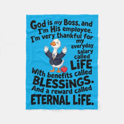 God Is Baas Medewerker Schattelijke Eend Christeli Fleece Deken (Voorkant)