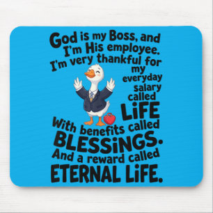 God Is Baas Medewerker Schattige Eend Christelijk Muismat
