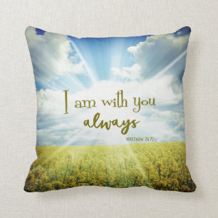 God is bij u altijd Bijbelvers citaat Kussen
