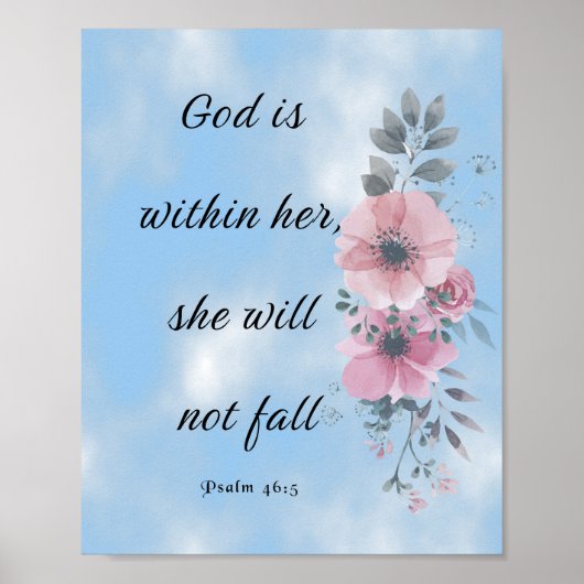 God is binnen haar, bijbelverse, psalm 46 5 poster (Voorkant)