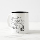 God is binnen haar dat ze niet zal Herfsten Tweekleurige Koffiemok (Voorkant links)