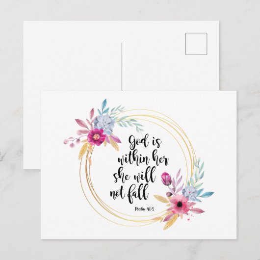 God is binnen haar psalm 46:5 briefkaart (Voorkant / Achterkant)