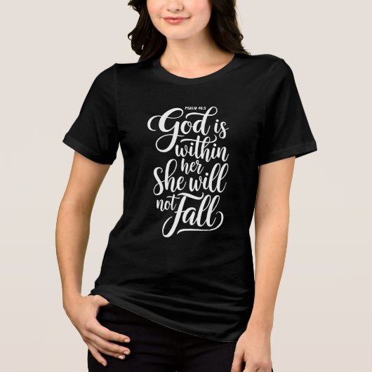 God Is Binnen Haar Psalm 46:5 Christelijk Tri-Blend Shirt (Voorkant)