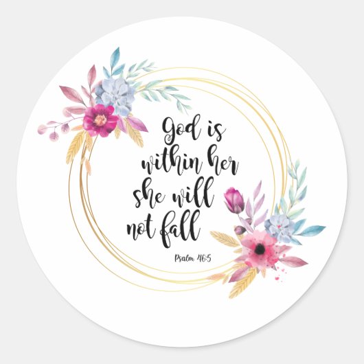 God is binnen haar psalm 46:5 ronde sticker (Voorkant)