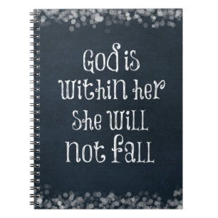 God is binnen haar, ze zal geen Bijbelse Verse Her Notitieboek