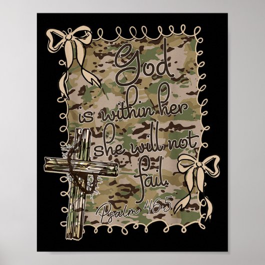 God Is Binnen Haar Zij Zal Niet Falen Christelijke Poster (Voorkant)