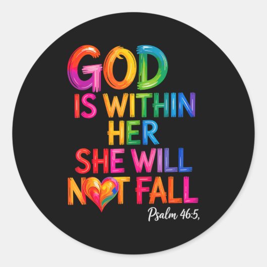 God Is Binnen Haar Zij Zal Niet Vallen Psalm 46-5  Ronde Sticker (Voorkant)