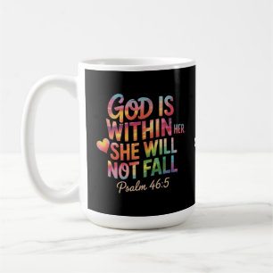 God is binnen in haar, zij zal niet vallen Bijbel  Koffiemok