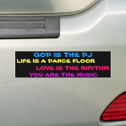 God is de DJ bumper sticker (Op auto)