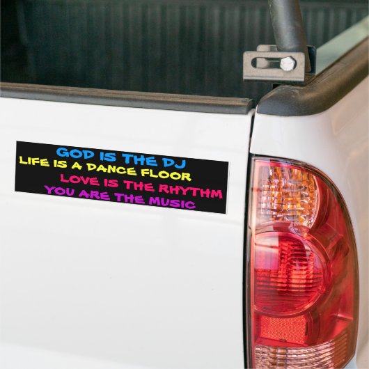 God is de DJ bumper sticker (Op Truck)