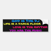 God is de DJ bumper sticker (Voorkant)