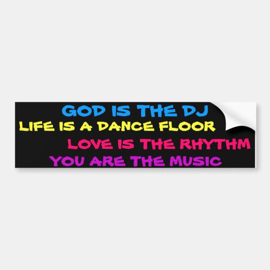 God is de DJ bumper sticker (Voorkant)