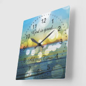 God is de hele Tijd Citaat Vierkante Klok (Hoek)