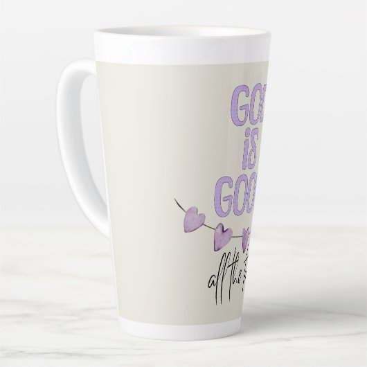 God is de hele tijd goed latte mok (Linkerhoek)