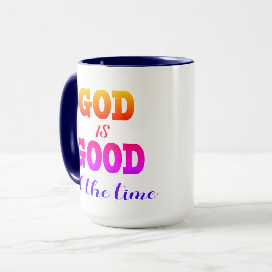 God is de hele tijd goed mok (Voorkant links)