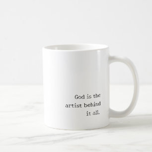 'God Is De Kunstenaar Achter Alles.' Typografie Ca Koffiemok