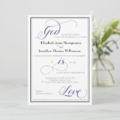 God is de Liefde Graceful Paarse Wedding Uitnodigi Kaart (Staand voorkant)