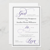 God is de Liefde Graceful Paarse Wedding Uitnodigi Kaart (Voorkant / Achterkant)