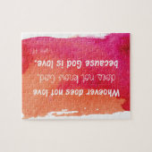 God is de Liefde Waterverf Verse Bijbel Verse Legpuzzel (Horizontaal)