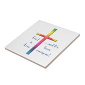 God is de liefdesregenboogmozaïekkruis tegeltje (Zijkant)