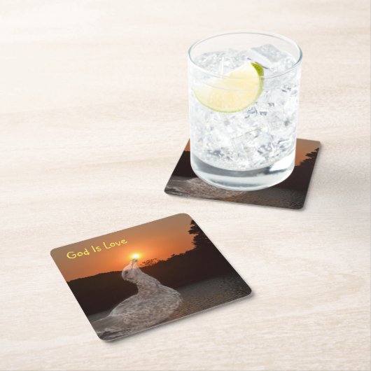 God is de Love Sunset Kartonnen Onderzetters (Insitu)