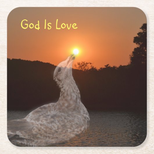 God is de Love Sunset Kartonnen Onderzetters (Voorkant)