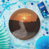 God is de Love Sunset Papieren Bordje (Feest)