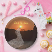 God is de Love Sunset Papieren Bordje (Feest)