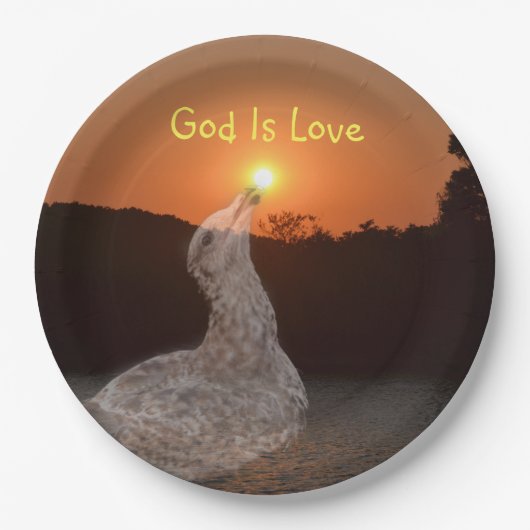 God is de Love Sunset Papieren Bordje (Voorkant)