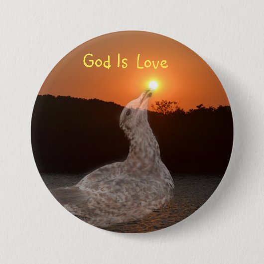 God is de Love Sunset Ronde Button 7,6 Cm (Voorkant)