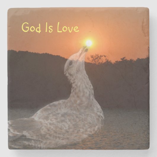 God is de Love Sunset Stenen Onderzetter (Voorkant)