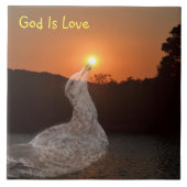 God is de Love Sunset Tegeltje (Voorkant)