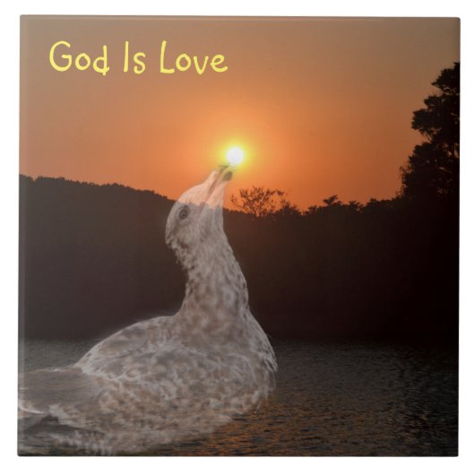 God is de Love Sunset Tegeltje (Voorkant)