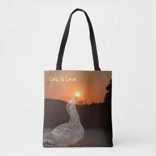 God is de Love Sunset Tote Bag