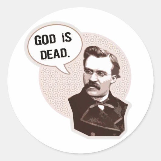 God is dood (Nietzsche) Ronde Sticker (Voorkant)