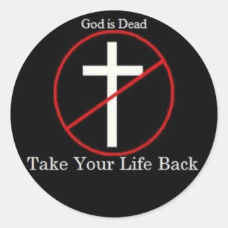 God is dood ronde sticker
