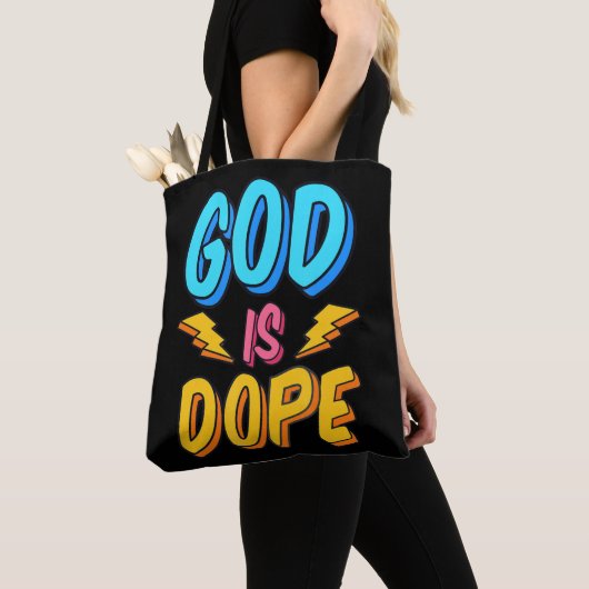 God Is Dope Funny Christian Faith Religious Believ Tote Bag (Dichtbij)