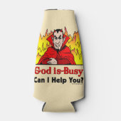 God is druk, kan ik je helpen? flesjeskoeler (Voorkant)