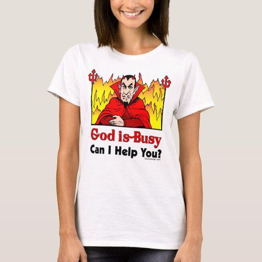 God is druk, kan ik je helpen? t-shirt (Voorkant)