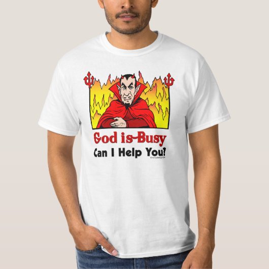 God is druk, kan ik je helpen? t-shirt (Voorkant)