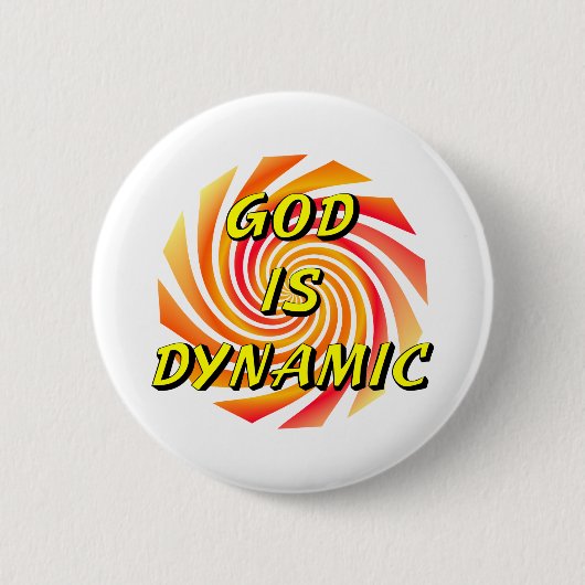 God is Dynamisch Christelijk Ronde Button 5,7 Cm (Voorkant)